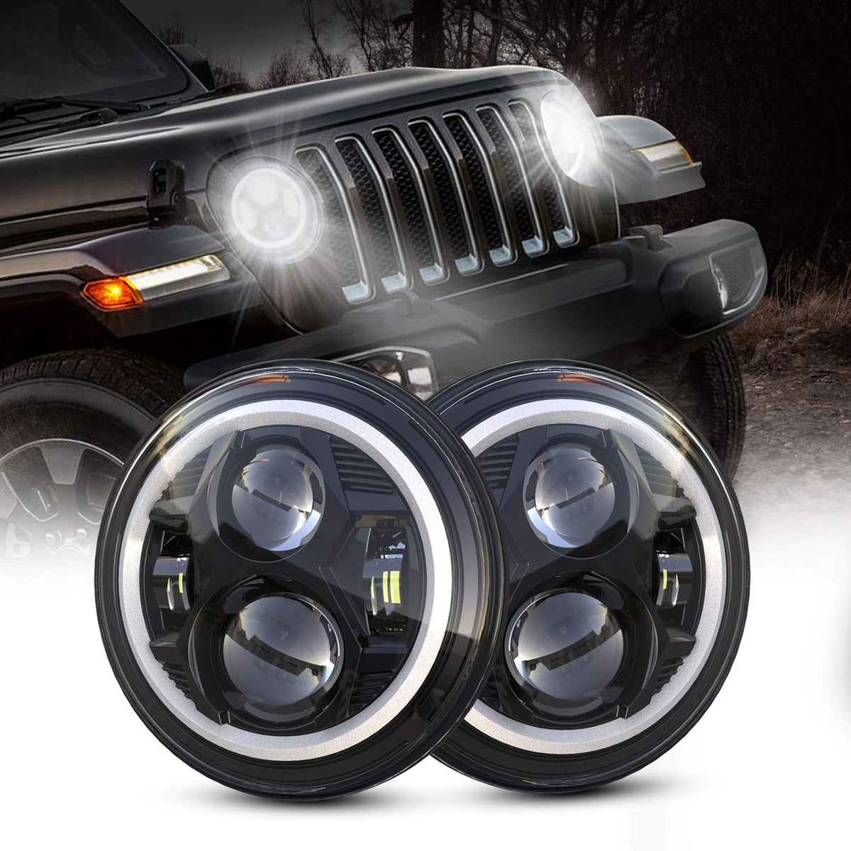 7 Inch Round LED Headlight with DRL, 1 Pair P723258