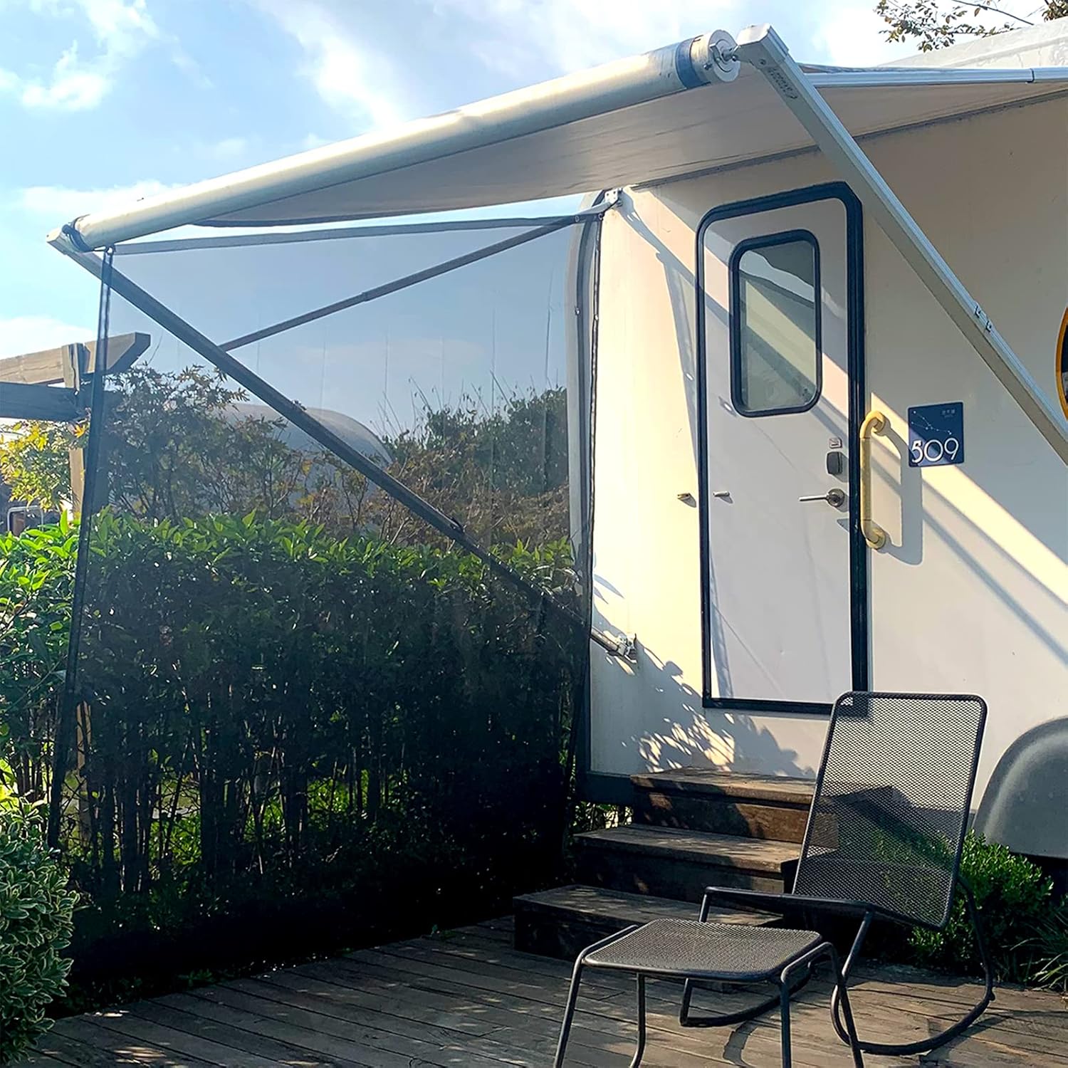 RV Awning Side Sun Shade Black Mesh Screen 9' X 7' U7458