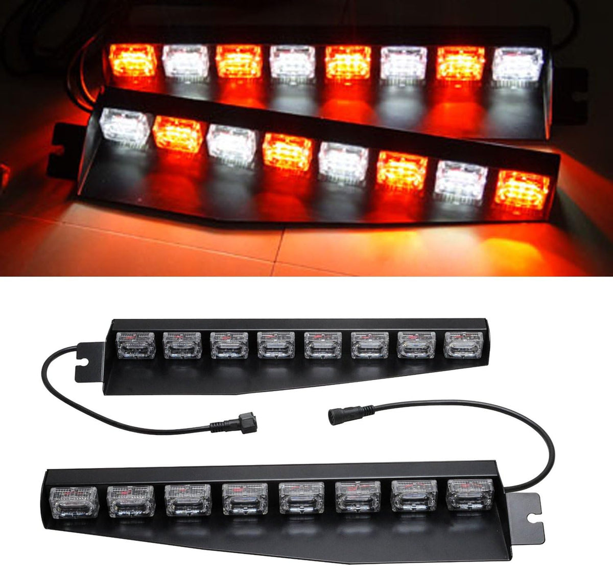 48 LED 12V 48W Strobe Light Bar with Suction Cups (Green/White) I646