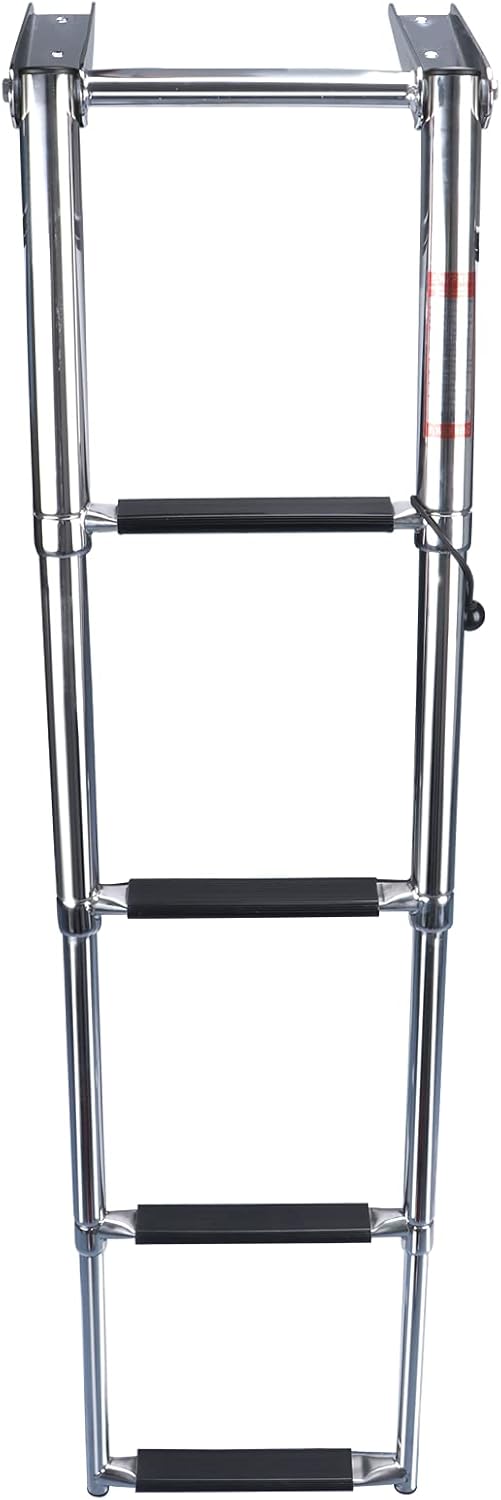 Folding 4 Step Stainless Steel Telescoping Boat Ladder Pack of 2 U9917
