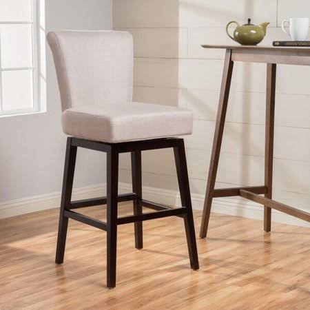 Beige Fabric Swivel Barstool X5539