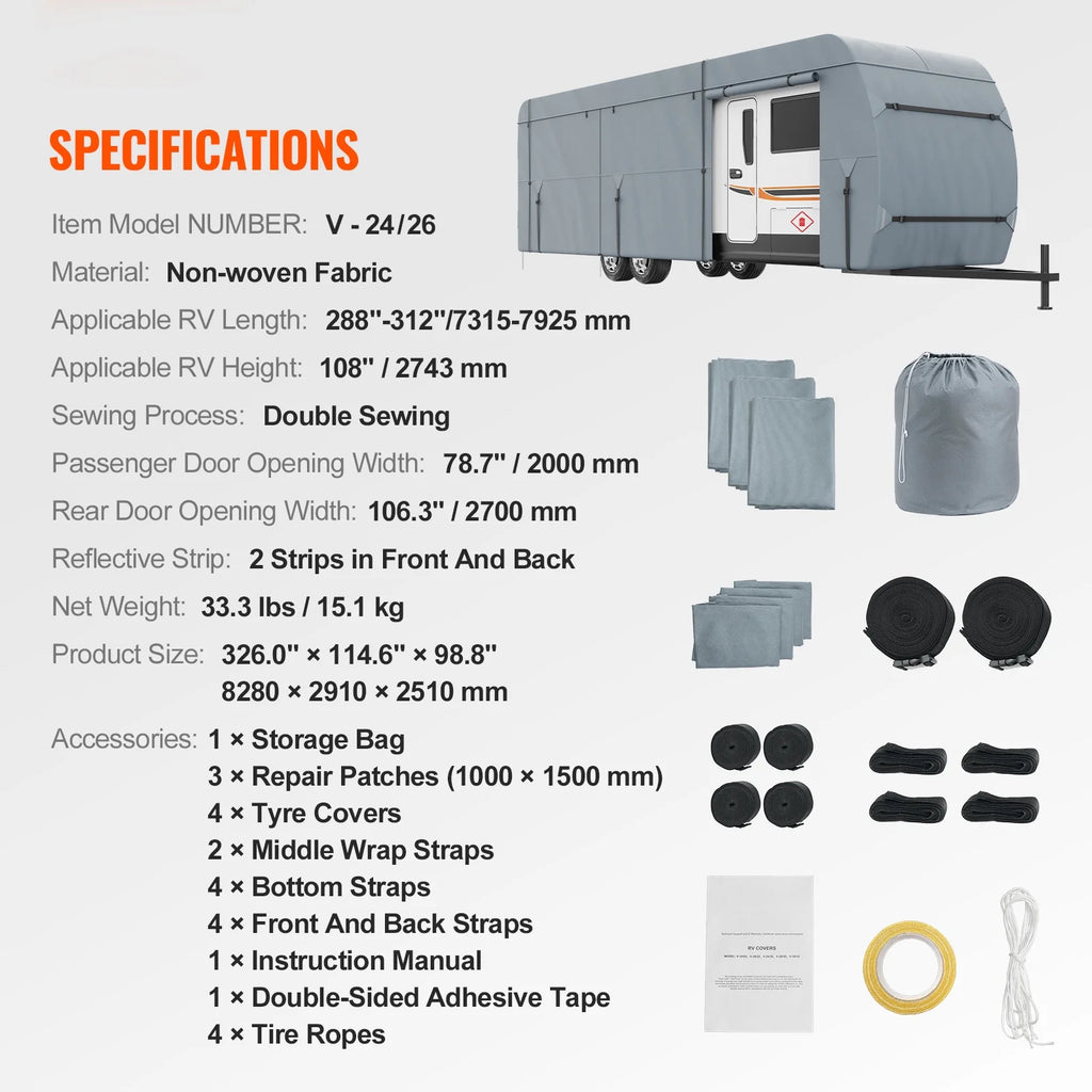 Waterproof 20'-22' Class A Motorhome RV Cover W786