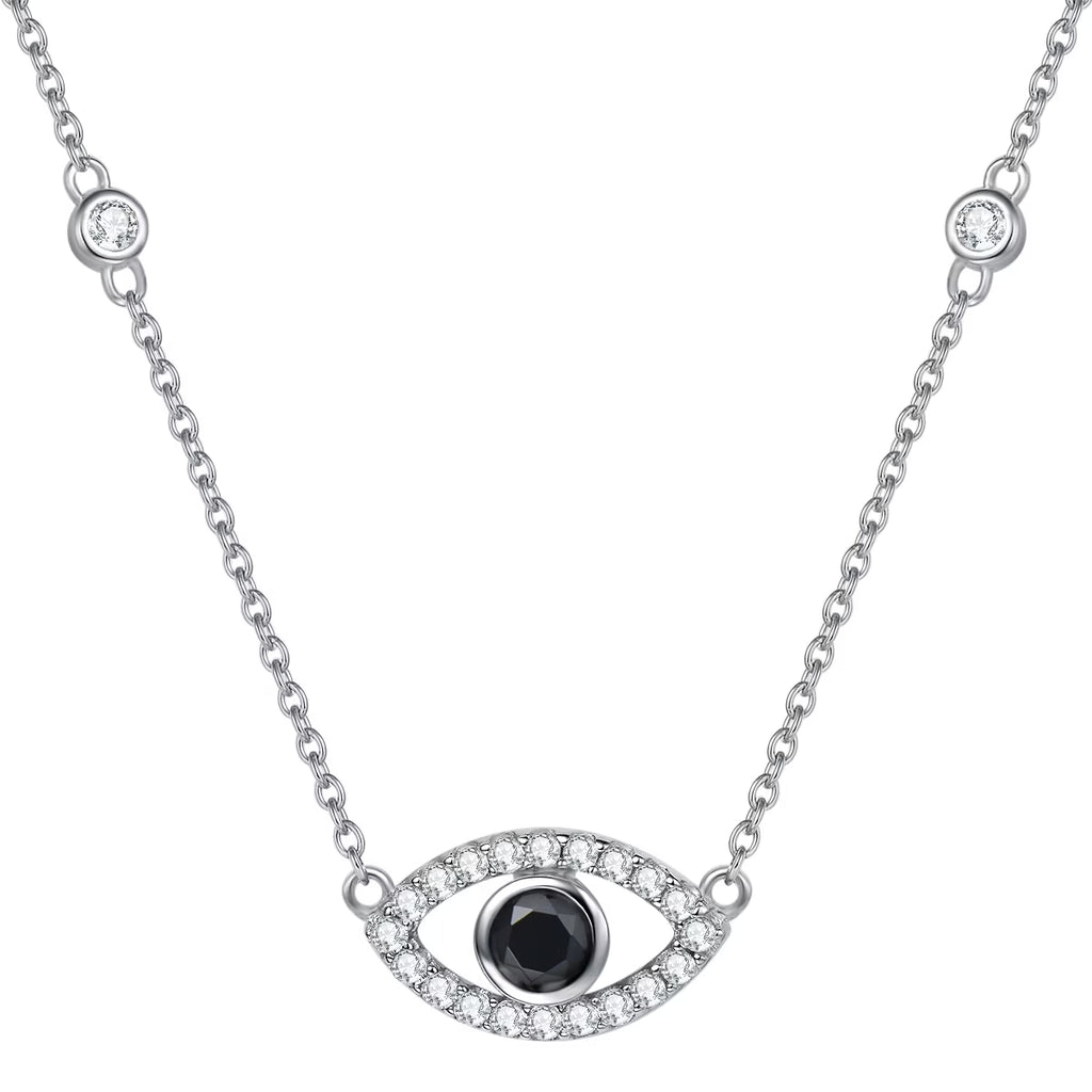 Sterling Silver Evil Eye Necklace Cubic Zirconia Pendant Necklace I978139