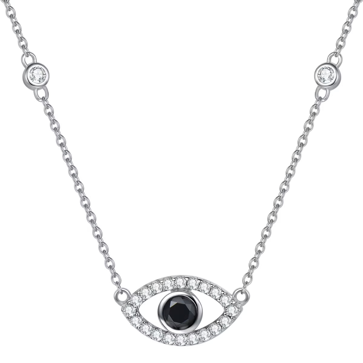 Sterling Silver Evil Eye Necklace Cubic Zirconia Pendant Necklace I978139