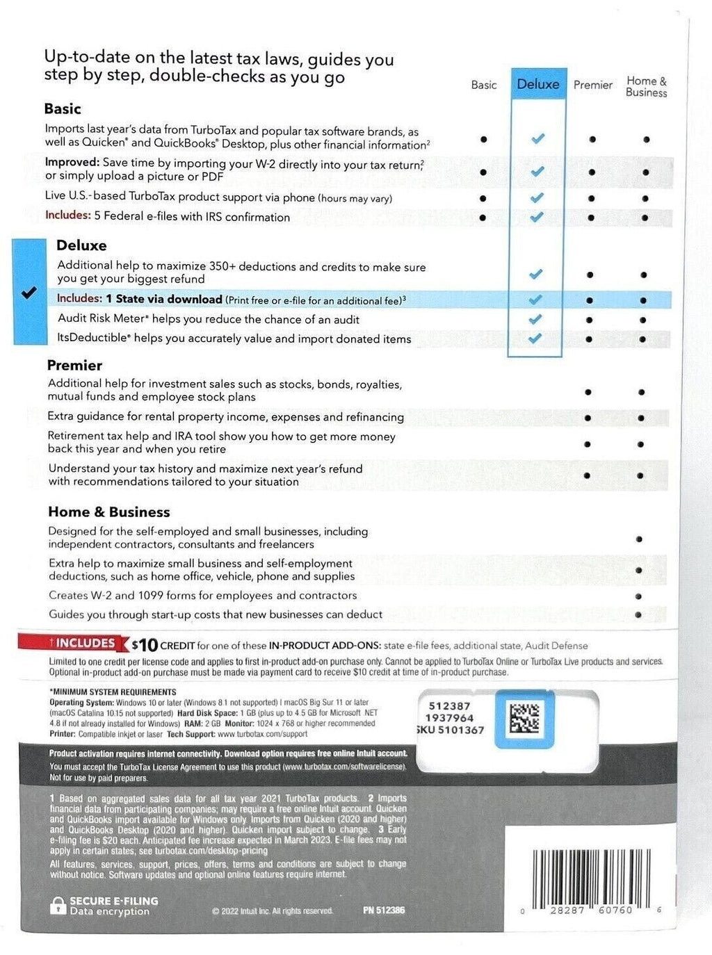 TurboTax Deluxe + State 2022 PC/Mac A992