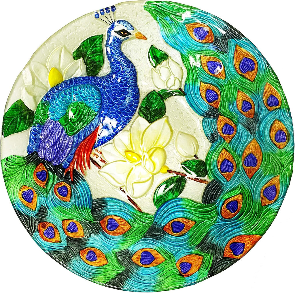 Deep Hand Painted Glass Plate, 18 by 3-Inch B3574
