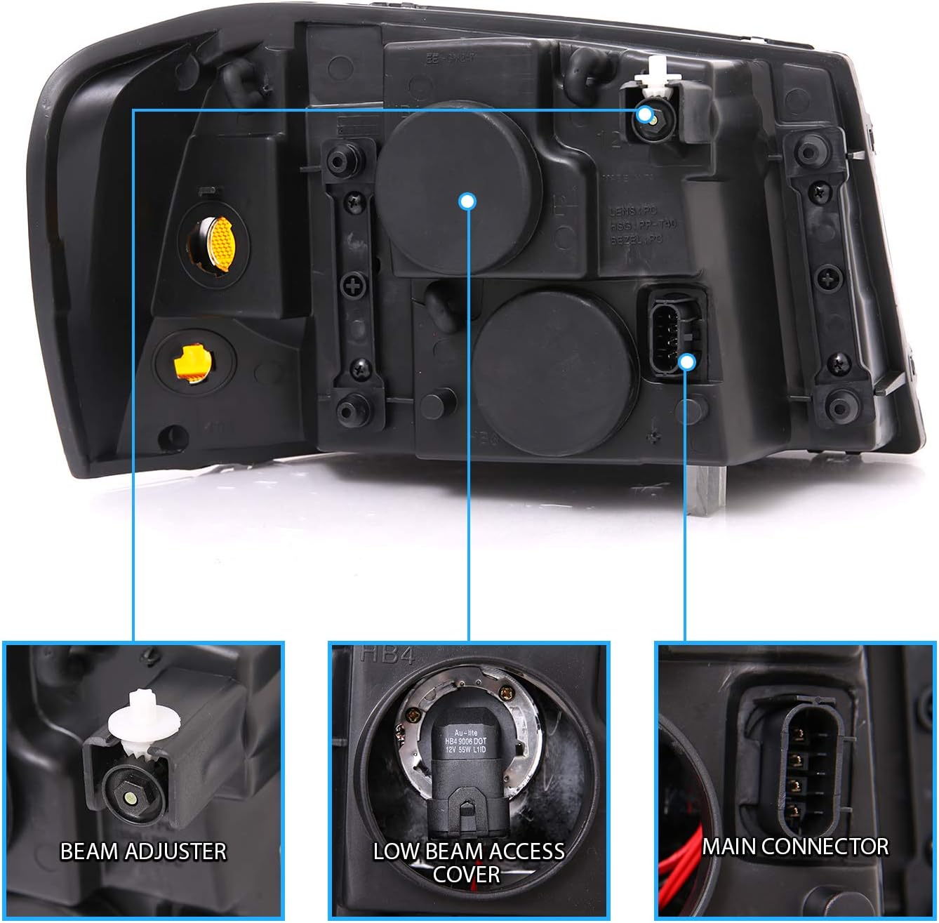 Black Replacement Headlights Set N8938