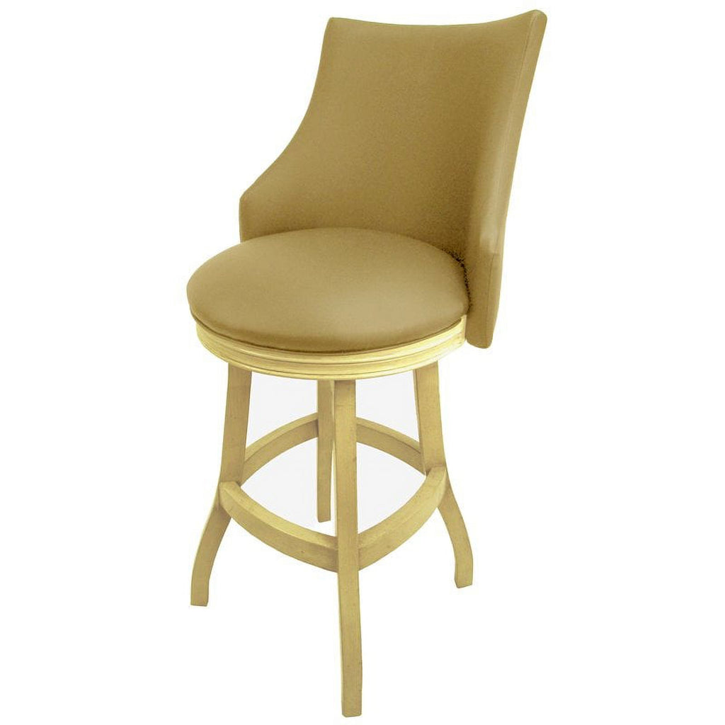 Tan & Beige Solid Wood Swivel Bar Stool Set of 2 J351