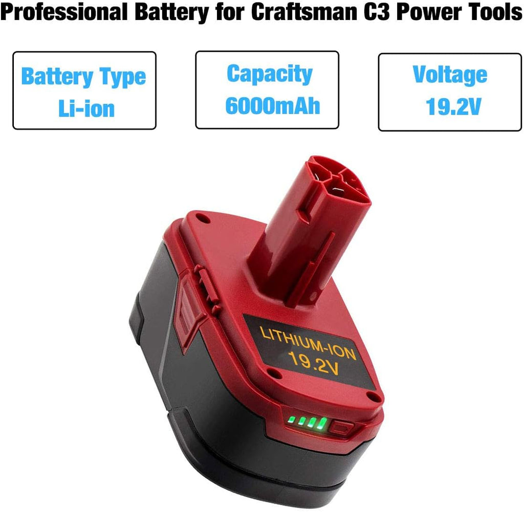 4-Pack 6.0Ah Lithium ion Battery for Craftsman 19.2Volt C421