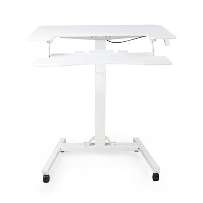 White Pneumatic Height Adjustable Sit Stand Laptop Desk with Keyboard Holder A53118