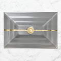 Gray Glass Rectangular Sink with Copper Accent L849