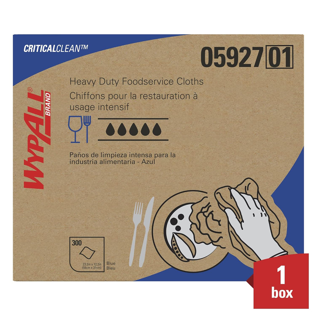 Blue 1/4 Fold Foodservice Towels, Case of 300, Pack of 2 L137
