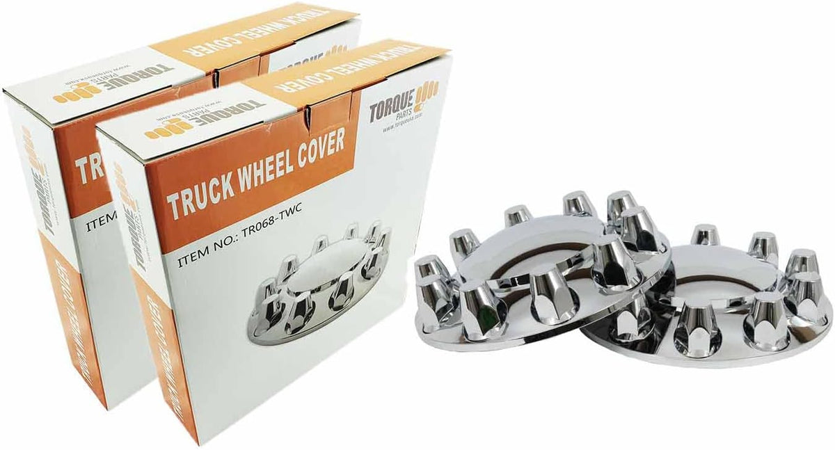2 Pack Chrome Plated ABS Plastic Front Axle Wheel Cover Hubcap for Semi Truck J686142