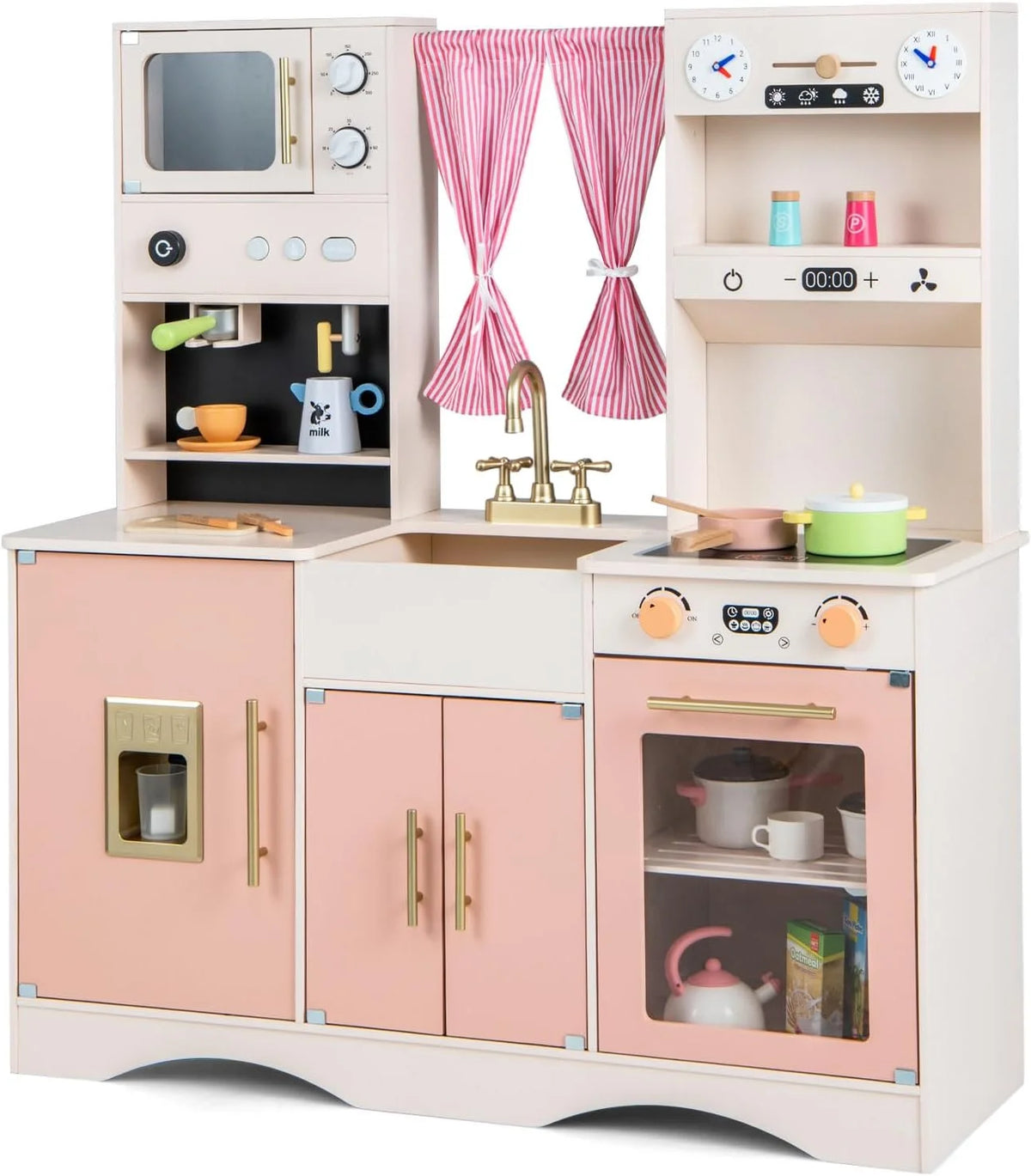 Peach Pink Wooden Kids Kitchen Playset O419239