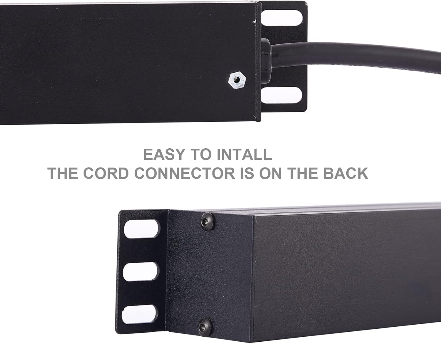 Black 1U Rack Mount PDU, 8 Outlets, 15A/125V, 6ft Cord, Pack of 2 J609398