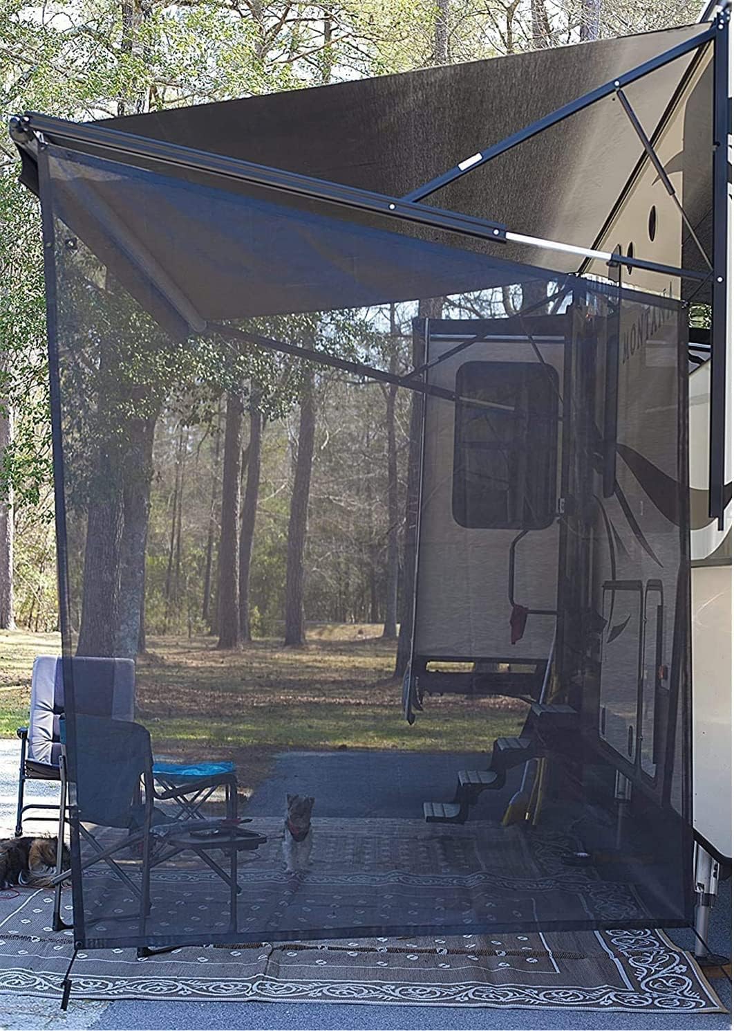 Black Mesh RV Awning Side Sun Shade Screen Kit Pack of 2 M3096