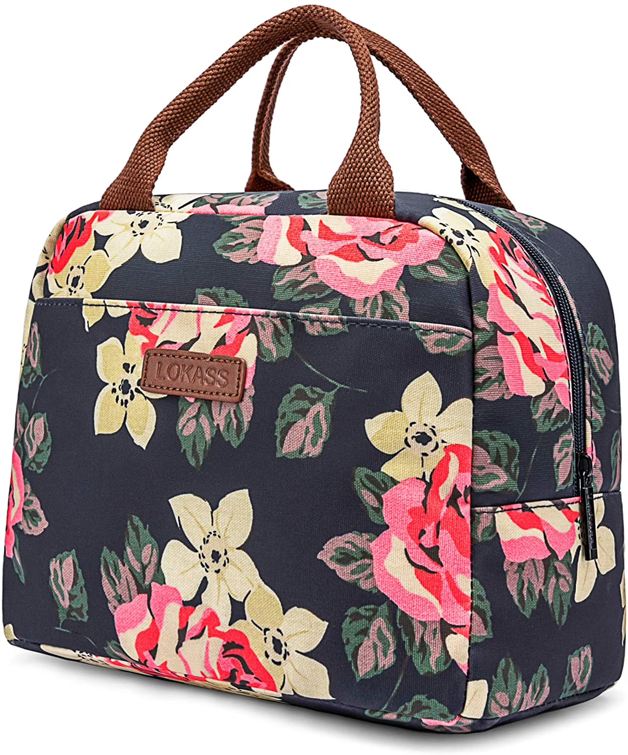 Insulated Lunch Bag Cooler Bag Thermal Lunch Box Water-resistant Tote Bag (Peony) J11692