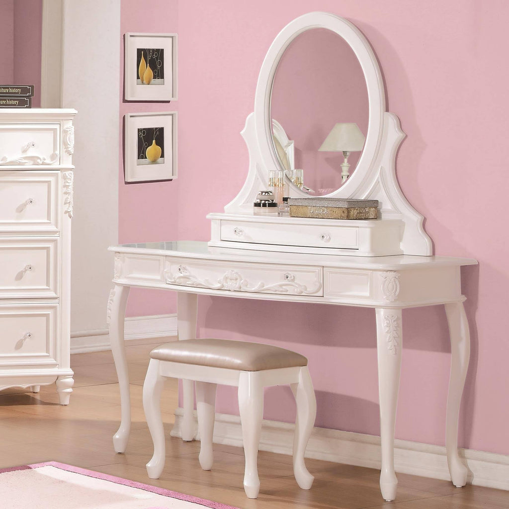 White Vanity Stool V474257