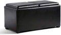 Black Faux Leather 5 Piece Ottoman Coffee Table with 2 Serving Trays W8671
