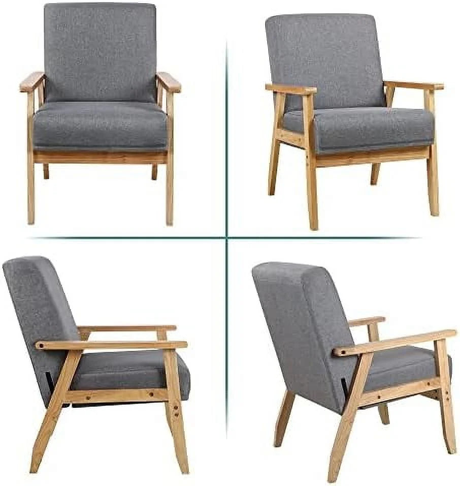 Beige Wooden Accent Chairs Set of 2 D843