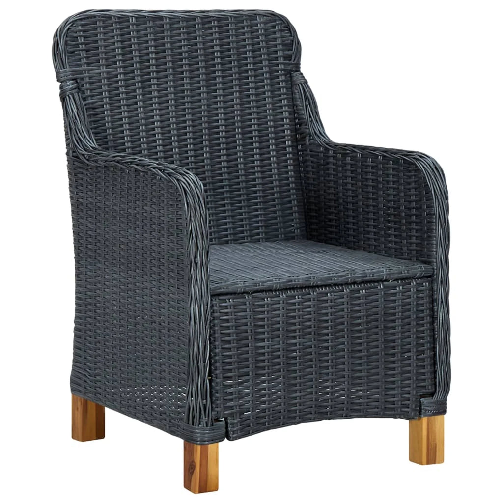 2 pcs Poly Rattan Dark Gray Patio Chairs with Cushions U160235