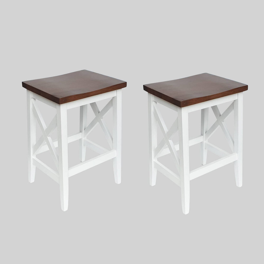 Set of 2 White Wooden Counter Height Barstools S797599