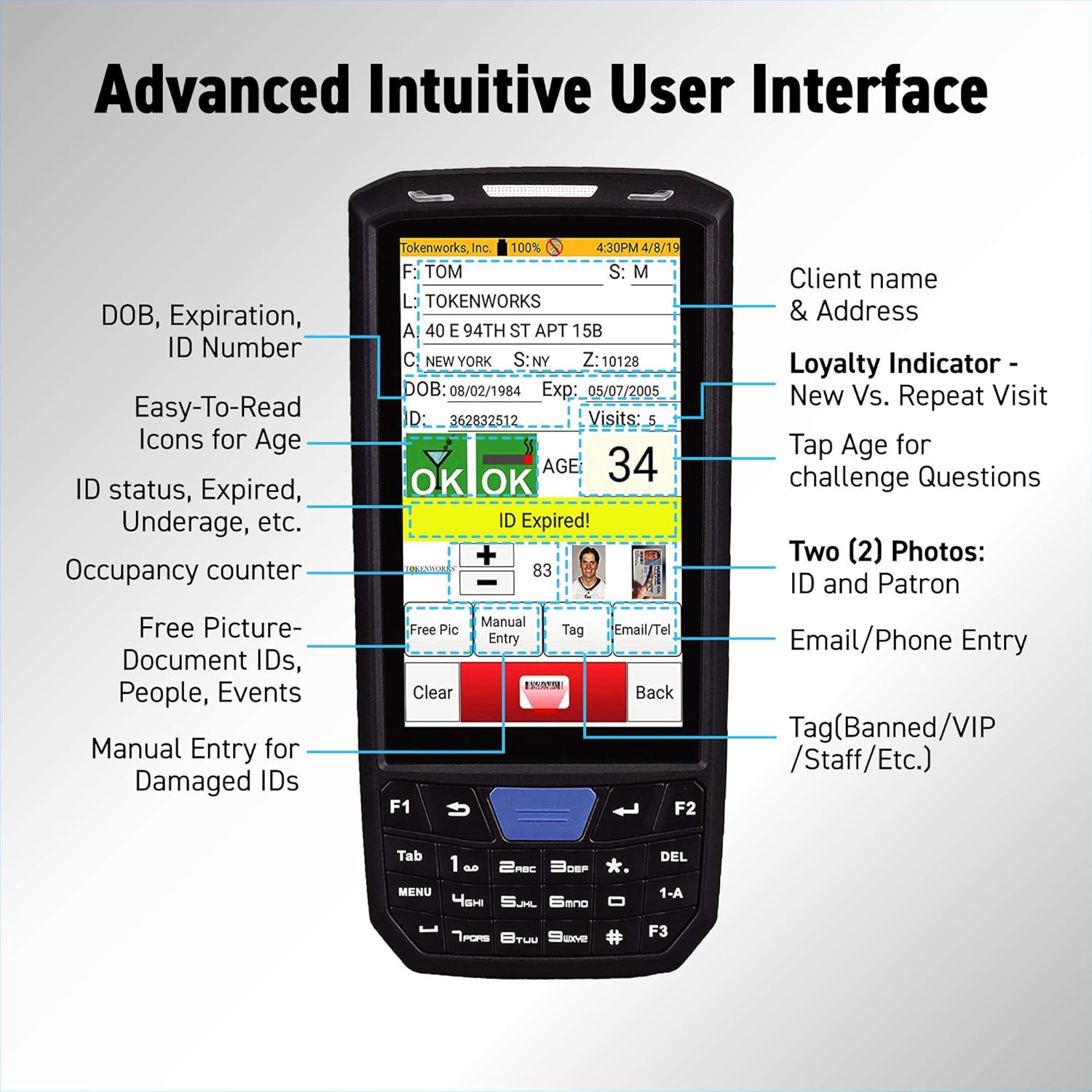 ID Scanner with Charger Cradle and Hand Strap D987