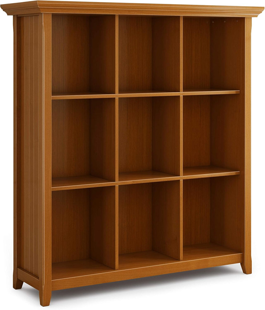 9 Cube Solid Wood Bookcase in Light Golden Brown Z244