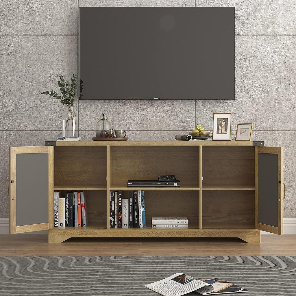 TV Console Entertainment Center with Storage Shelves, Supports TV Upto 65 Inches U7242