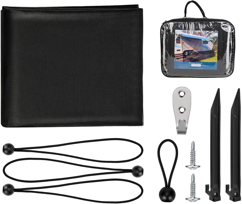 Black Mesh RV Awning Side Sun Shade Screen Kit Pack of 2 M3096
