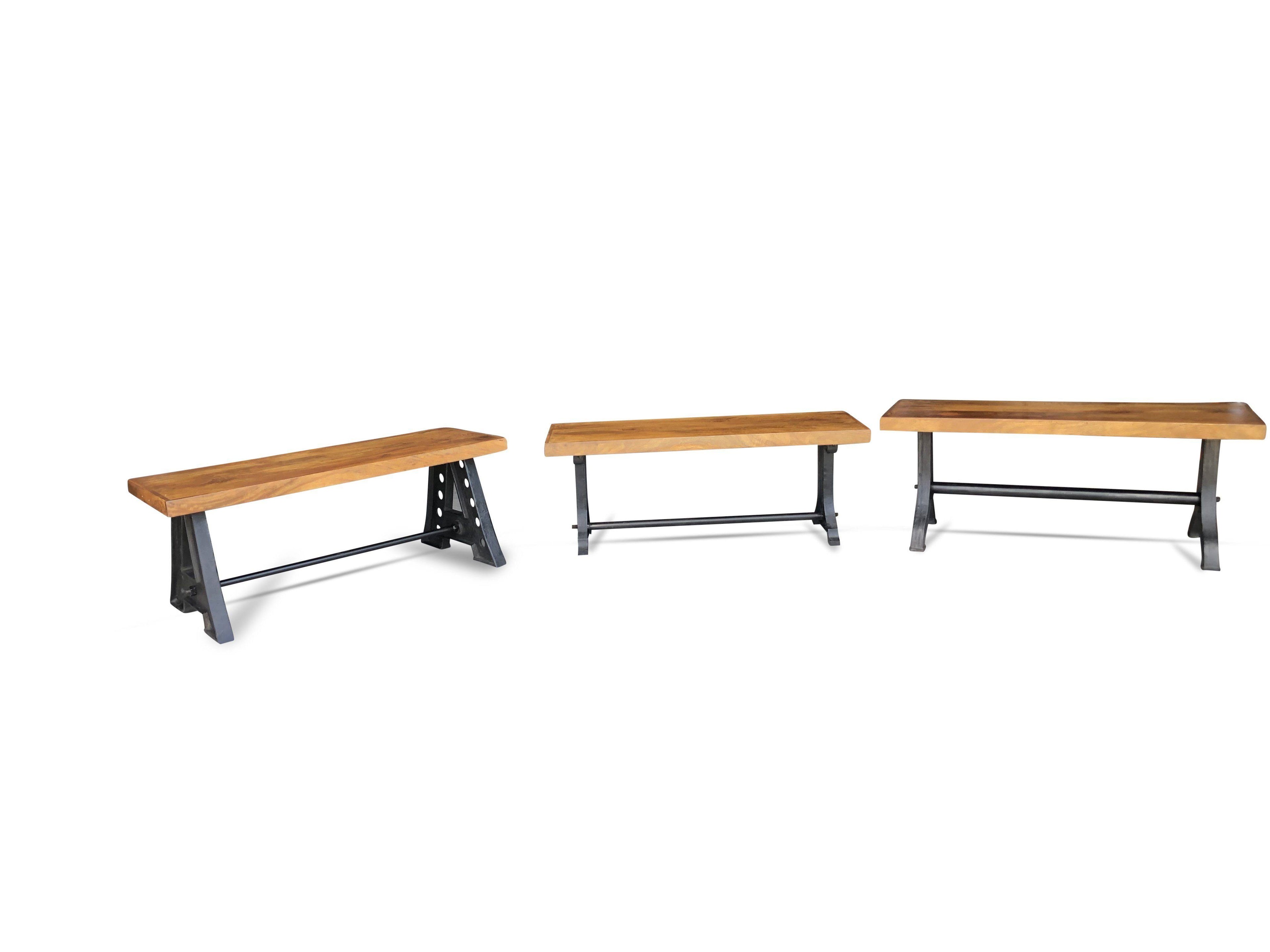 Industrial Dining Bench with Cast Iron and Reclaimed Hardwood K8938