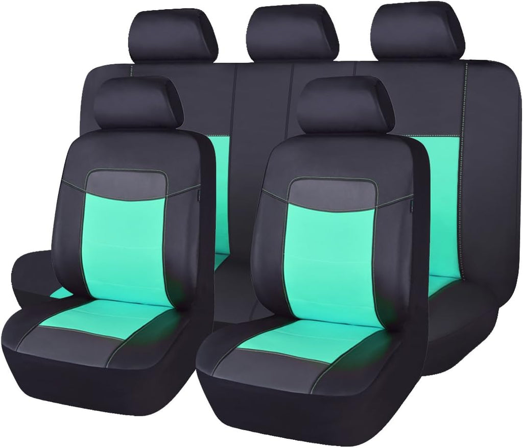 Black Water Blue Leather Car Seat Covers Pack of 2 I96303