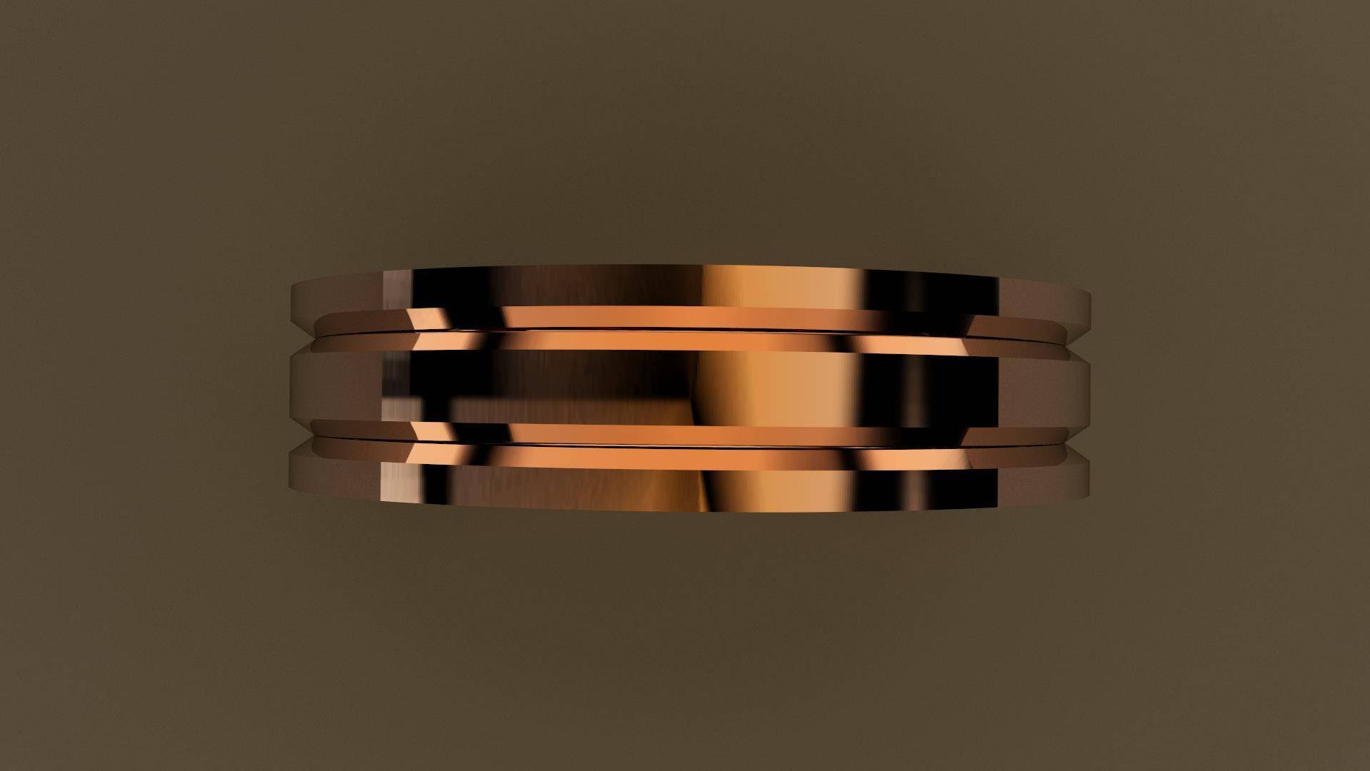 Polished Rose Gold 6mm Double V Groove Wedding Band 7 R921