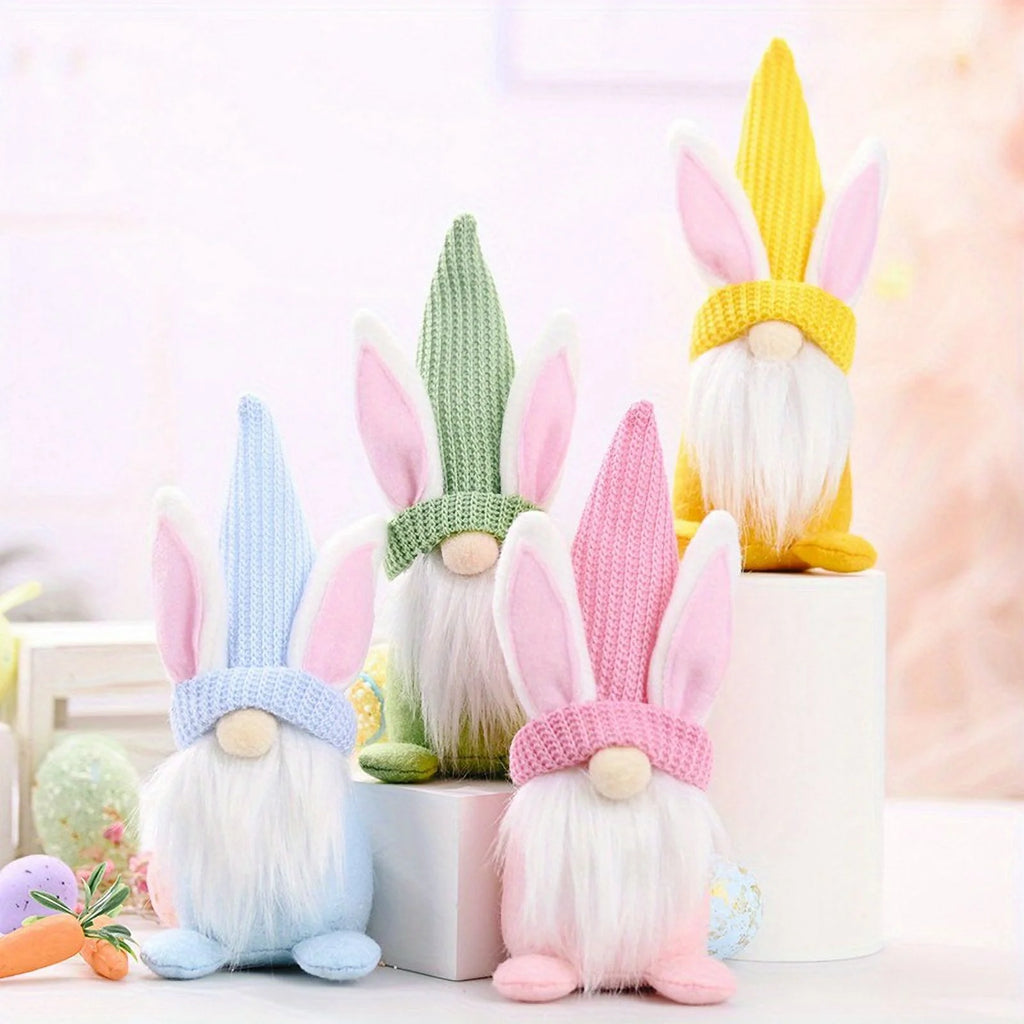Easter Gnomes Decorations, 2 Pack Bunny Tiered Tray Plush Gnome Decor Handmade Swedish Tomte Elfs Dwarf Rabbit Doll A8646