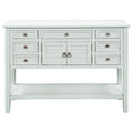 Light Blue Rectangle Wooden Console Table with 7-Drawers, 1-Cabinet and 1-Shelf W415