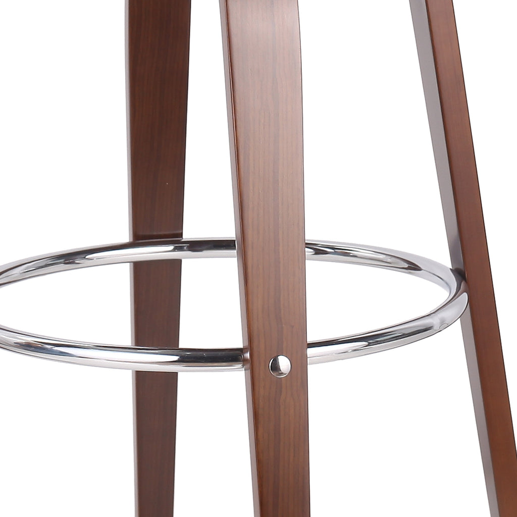 Walnut + Cognac Upholstered Swivel Barstool A253