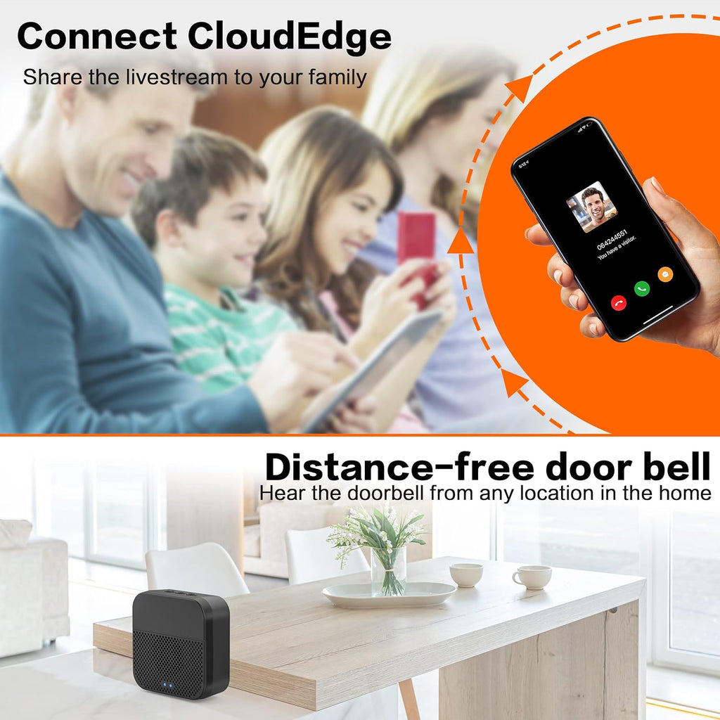 2K Wireless Video Doorbell Camera with Night Vision H74684