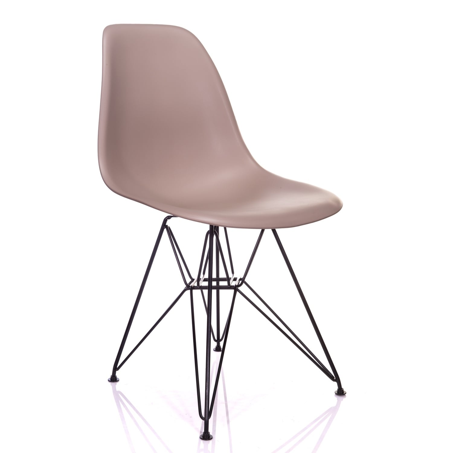 Cream Beige Mid-Century Modern Dining Accent Side Chair with Black Steel Leg (Set of 2) D32632