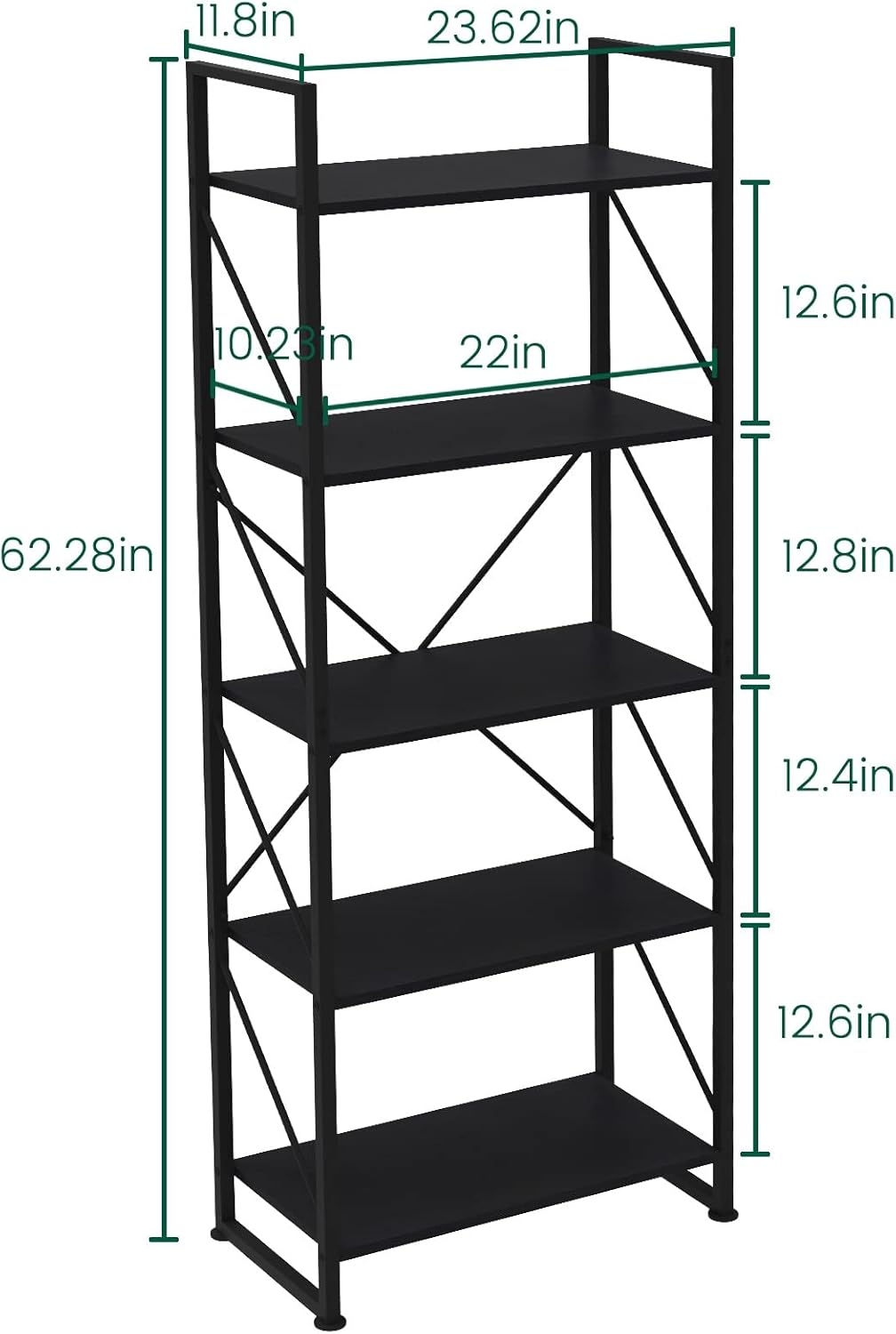 5 Tier Industrial Ladder Shelf Bookcase F3318