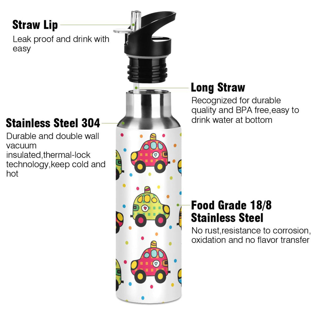 Stainless Steel Insulated Thermos Vacuum Flask Water Bottle with Straw Lid G30620