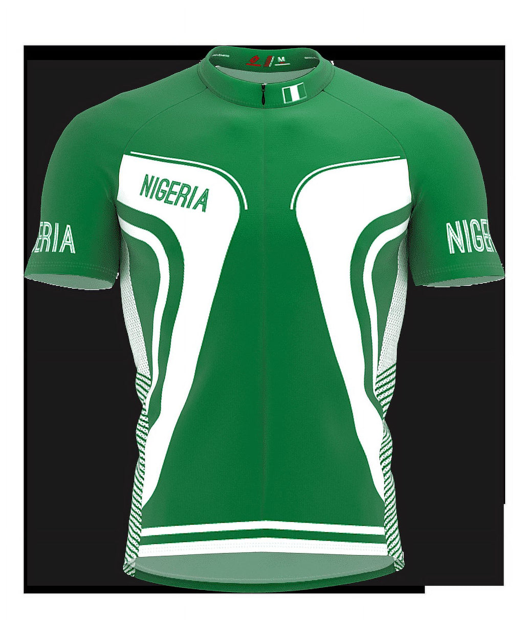 Nigeria Full Zipper Bike Short Sleeve Cycling Jersey for Men - Size XS K944511