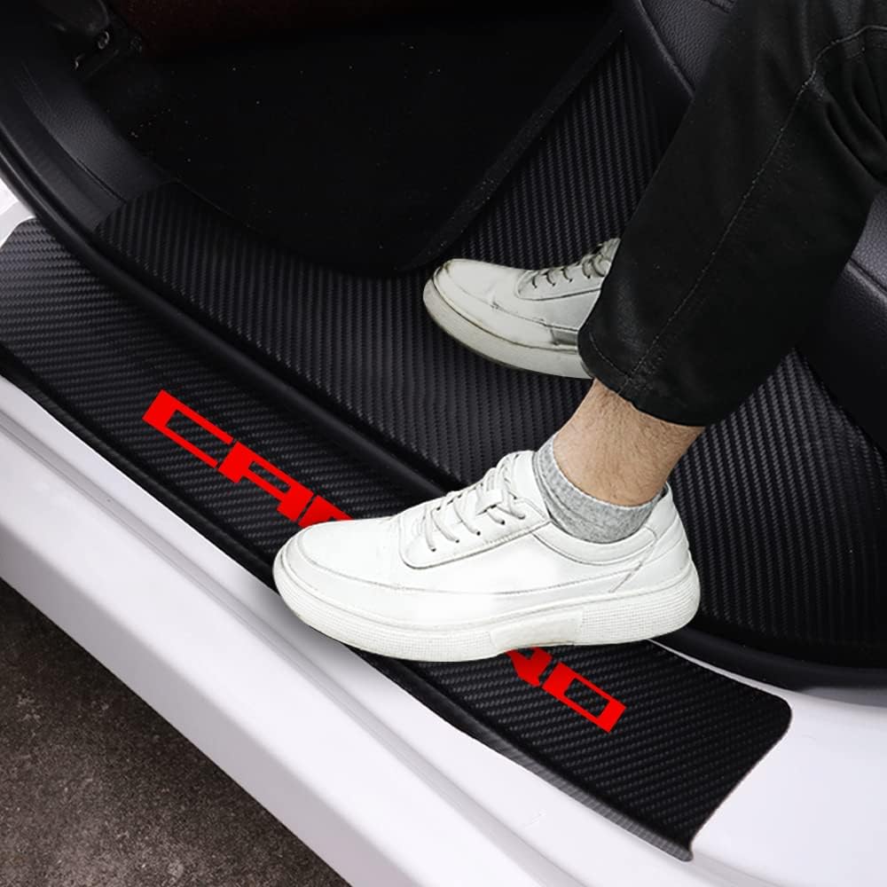 4PCS White Carbon Fibre Vinyl Car Door Sill Protector Decal Sticker E574753