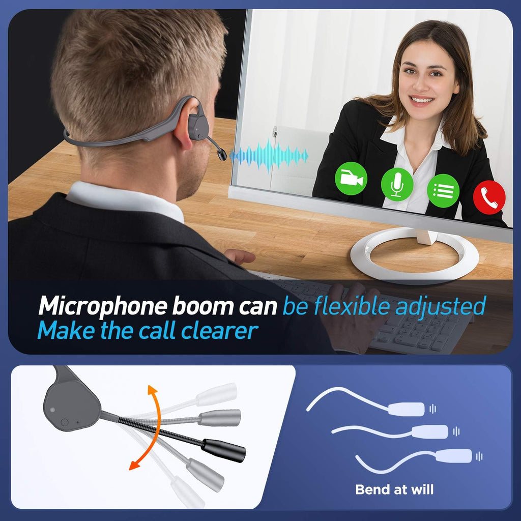 Bone Conduction Bluetooth Wireless Headset with Noise-Canceling Boom Microphone Pack of 2 M180470