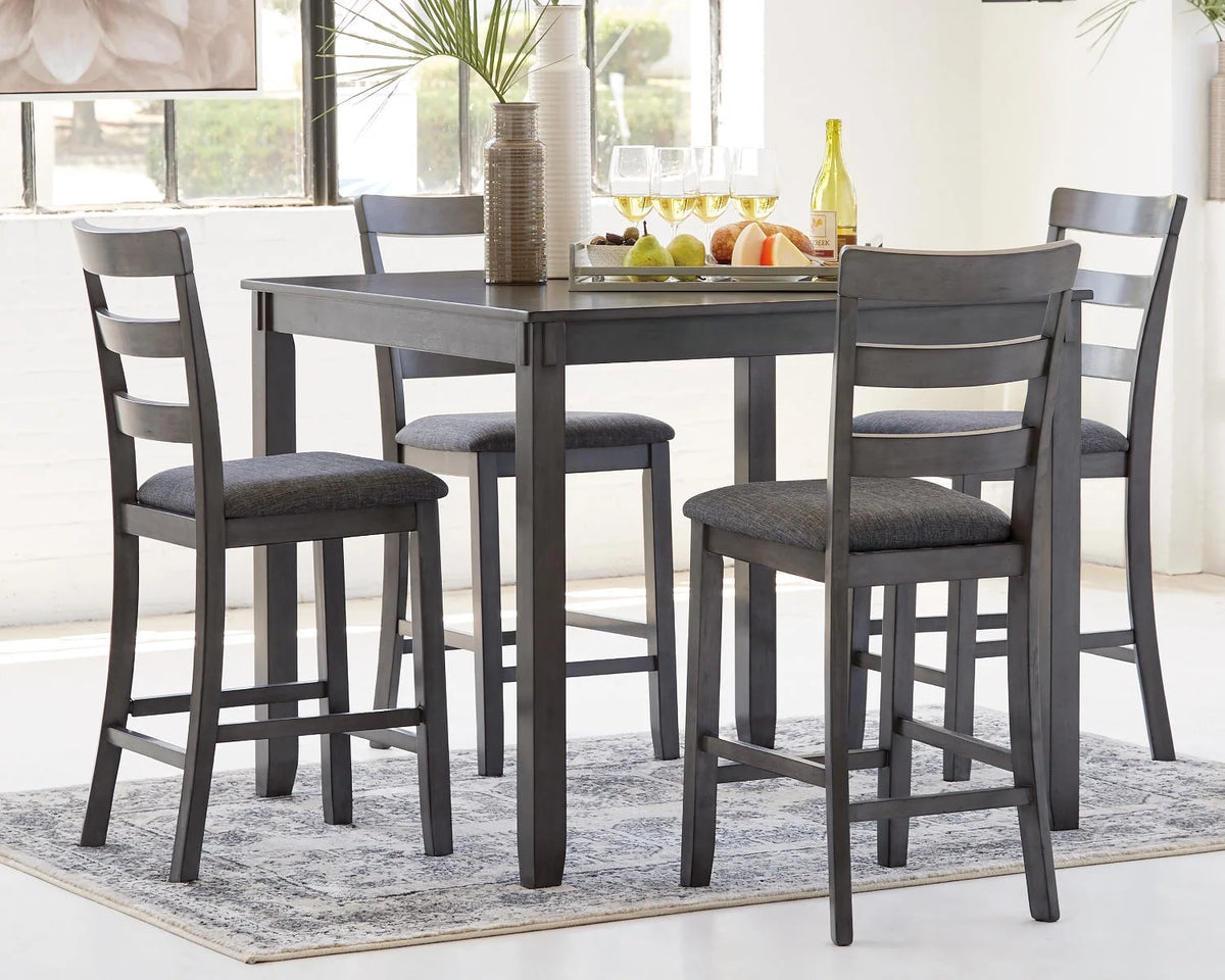 Counter Height Dining Table and Bar Stools Set of 5 Gray P213