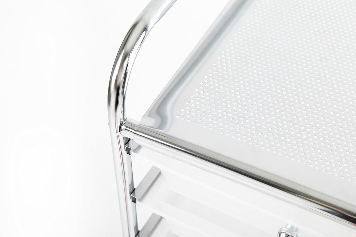 15 Drawer Semi-Transparent White Rolling Storage Cart Y893