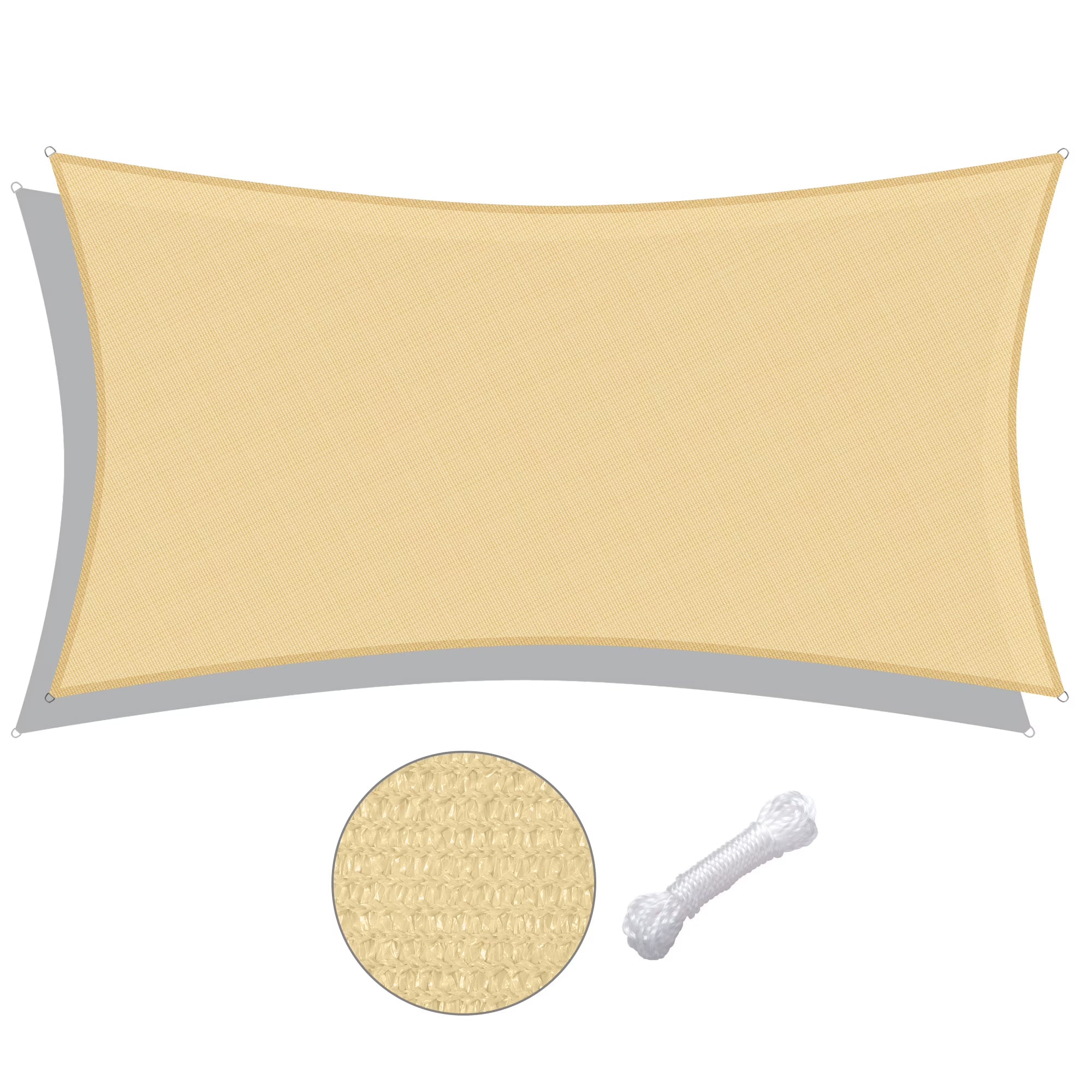 Beige Rectangle Sun Shade Sail V609
