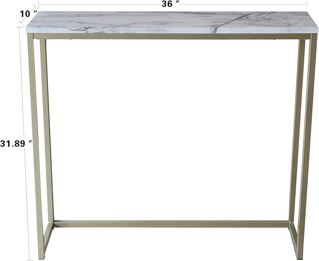 Faux Marble Console Table with Gold Metal Frame X1340