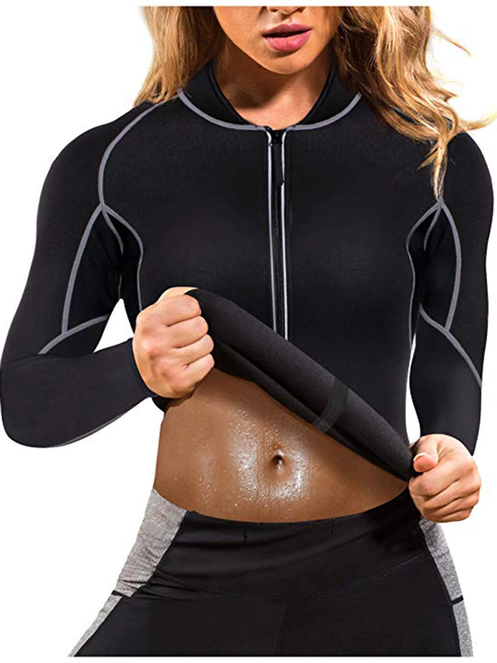 Women's Neoprene Sauna Vest Waist Trainer Corset Long Sleeves Gym Hot Sweat Suit Workout Body Shaper H66901