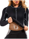 Women's Neoprene Sauna Vest Waist Trainer Corset Long Sleeves Gym Hot Sweat Suit Workout Body Shaper H66901