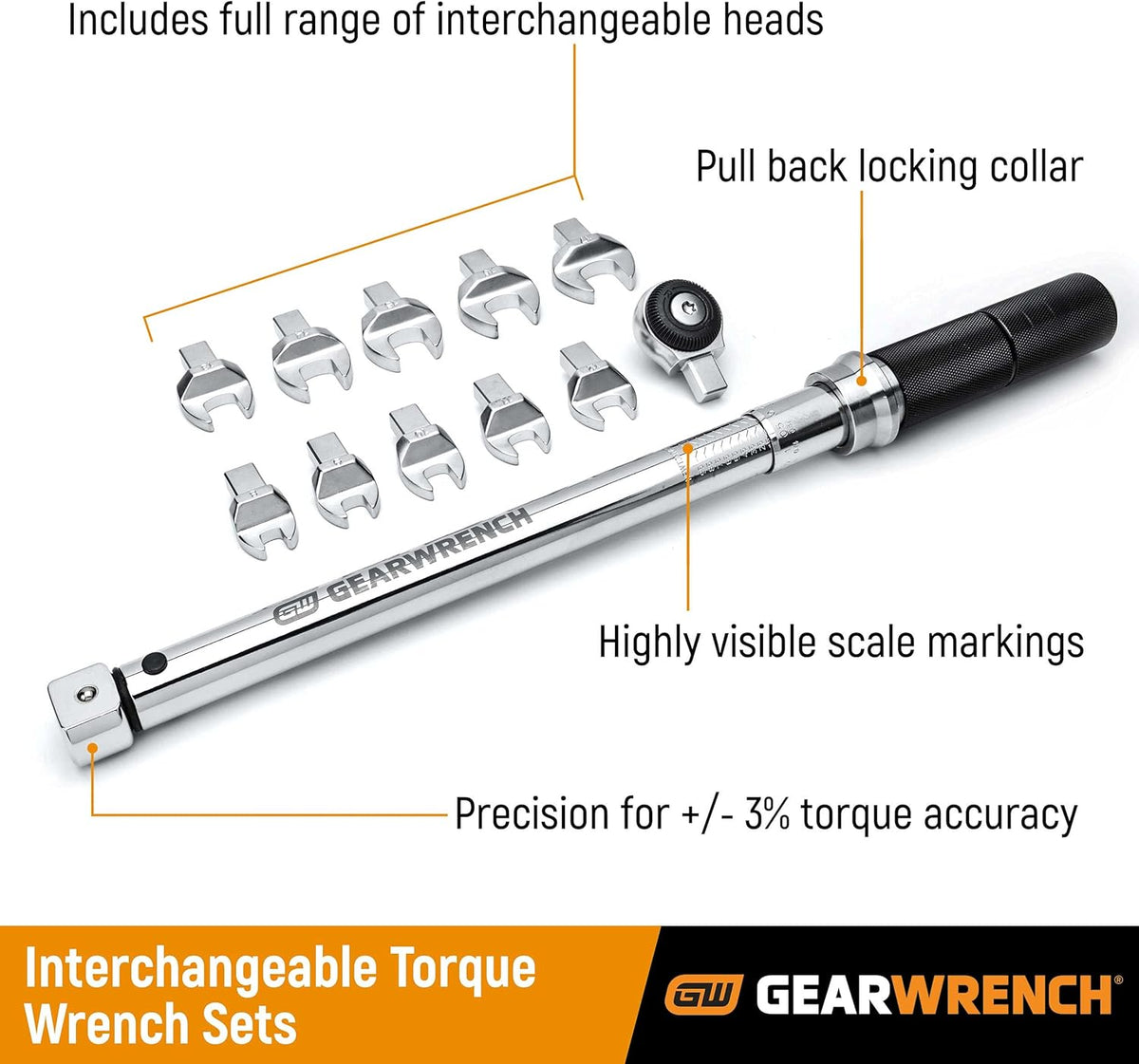 12 Pc. 3/8" Drive Metric Open End Interchangeable Torque Wrench Set E36354